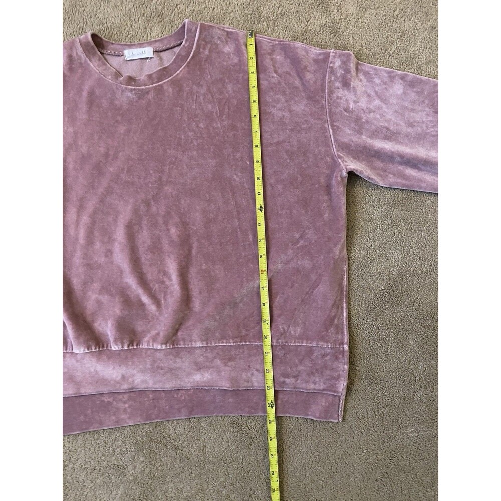 Dusty Pink Velour Drop Shoulder Boxy Crewneck Top Cozy Chic Women’s XL - Picture 7 of 13